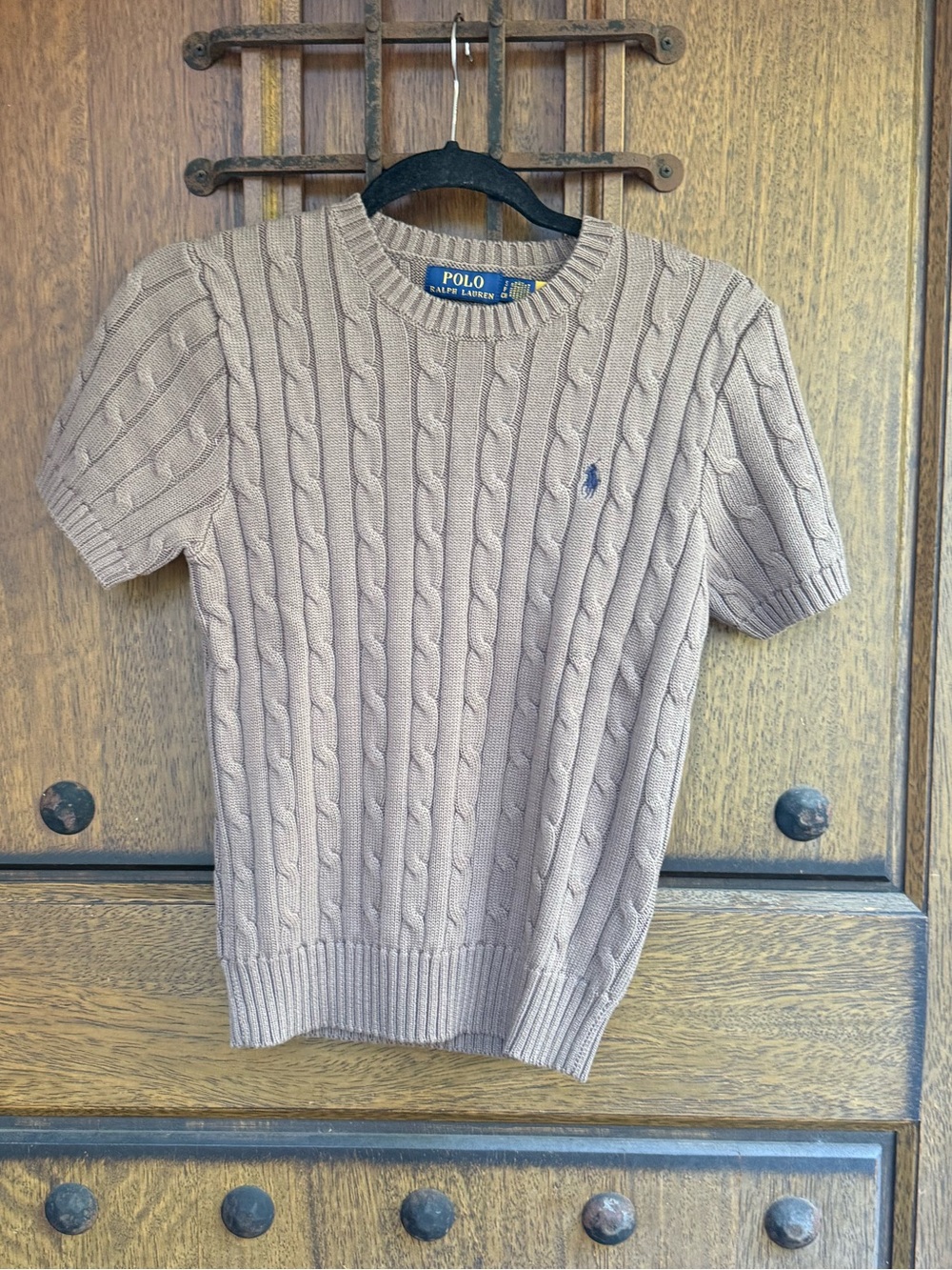 Polo Ralph Lauren Chocolate Short-Sleeve Cable Knit Sweater Size S